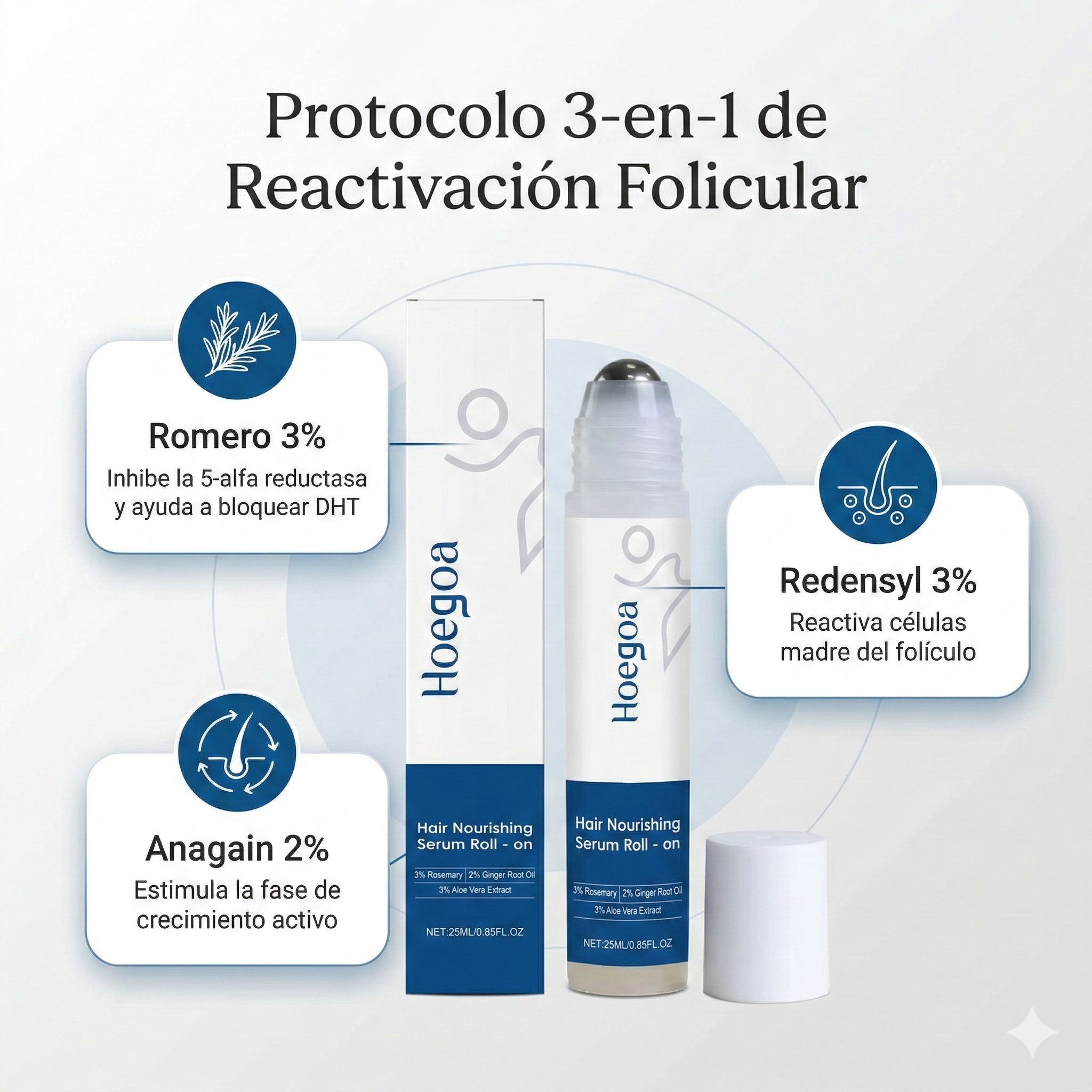 RollaGrow™ — Suero Roll-On Para Detener La Caída Del Cabello 2x1